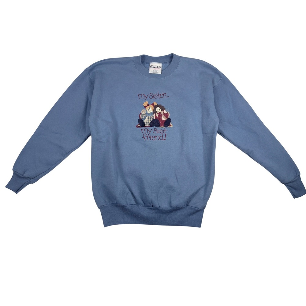 Cheek-O Sweatshirt Womens Medium Blue My Sister My Best Friend Vintage